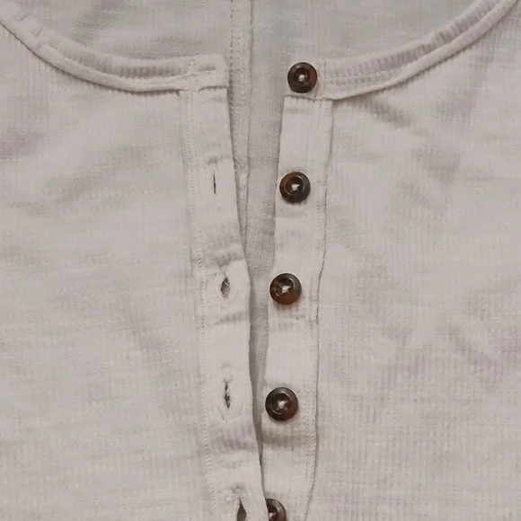 Ribbed Henley Thermal Long Sleeved Top Ivory Size:XS Women's Universal Threads - Picture 5 of 9